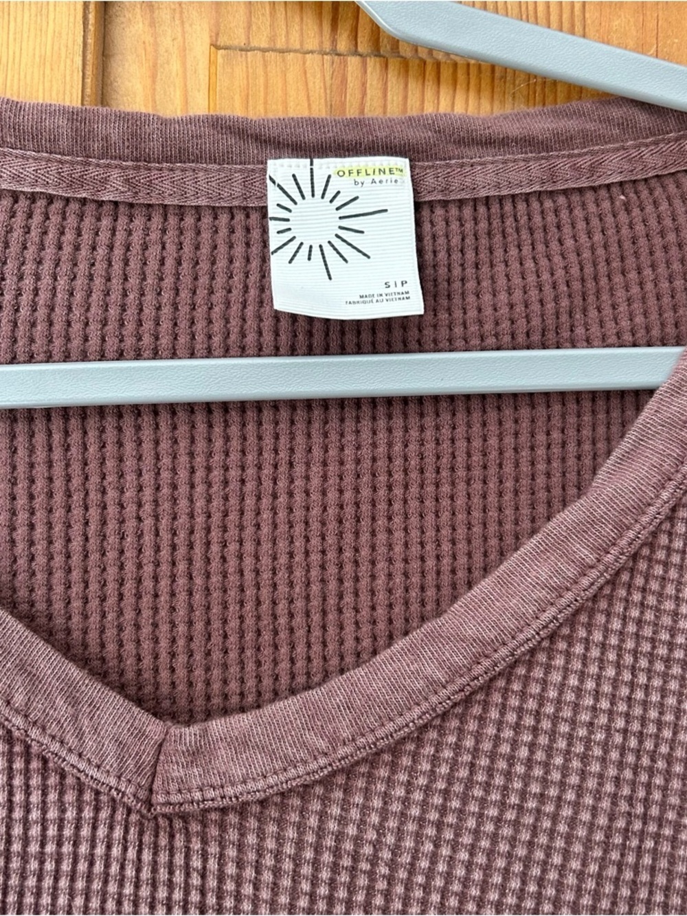 OFFLINE by Aerie Waffle V-Neck Top — brown